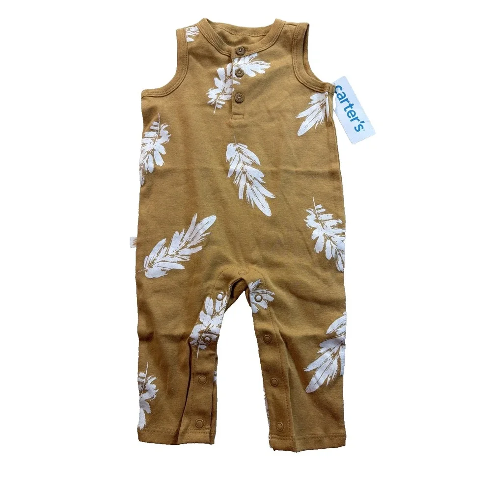 Carter's Baby's Soft Feather Jumpsuit Ochre Size 6M NWT